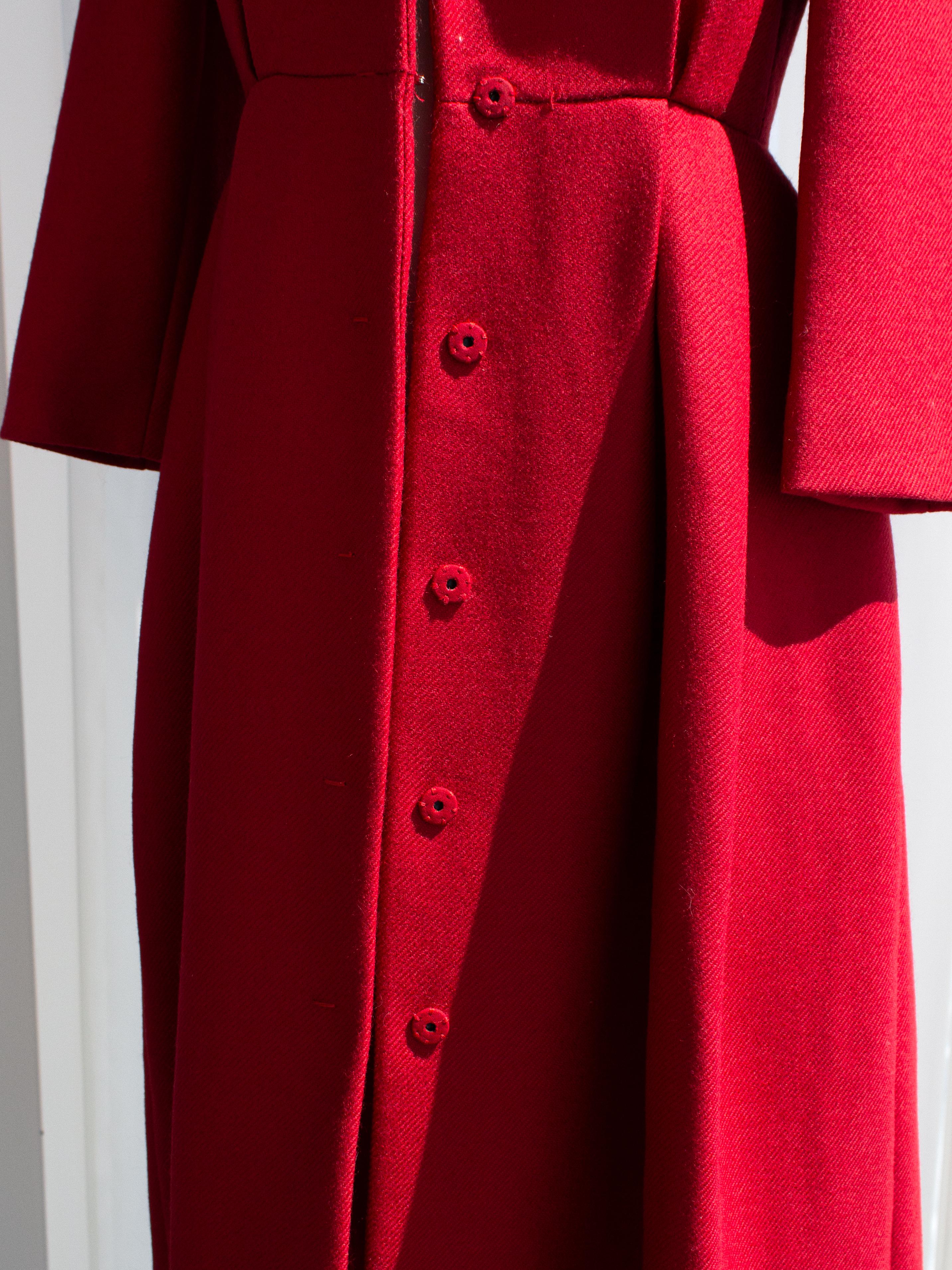 Giambattista Valli Parigino Cappotto Midi a clessidra in lana rossa in vendita 3