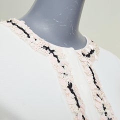GIAMBATTISTA VALLI petal bead trim white viscose blend cardigan IT38 XXS