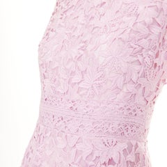 GIAMBATTISTA VALLI pink cotton blend  floral macrame lace flared dress IT42 M