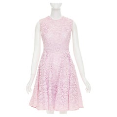 GIAMBATTISTA VALLI pink cotton blend  floral macrame lace flared dress IT42 M