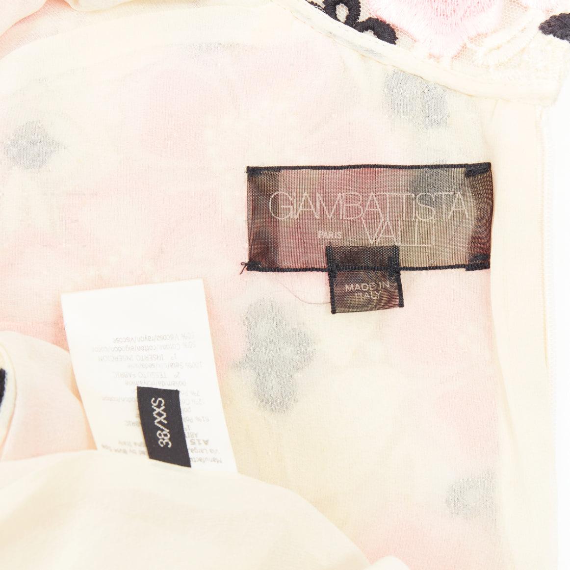 GIAMBATTISTA VALLI pink cream floral guipure lace mock neck dress IT38 XXS For Sale 3
