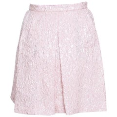Giambattista Valli Pink Floral Embossed Jacquard Inverted Pleat Mini Skirt M
