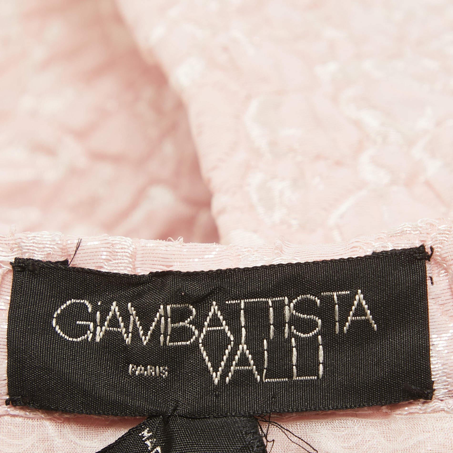 Giambattista Valli Pink Floral Jacquard Pleated Mini Skirt M In Fair Condition For Sale In Dubai, Al Qouz 2