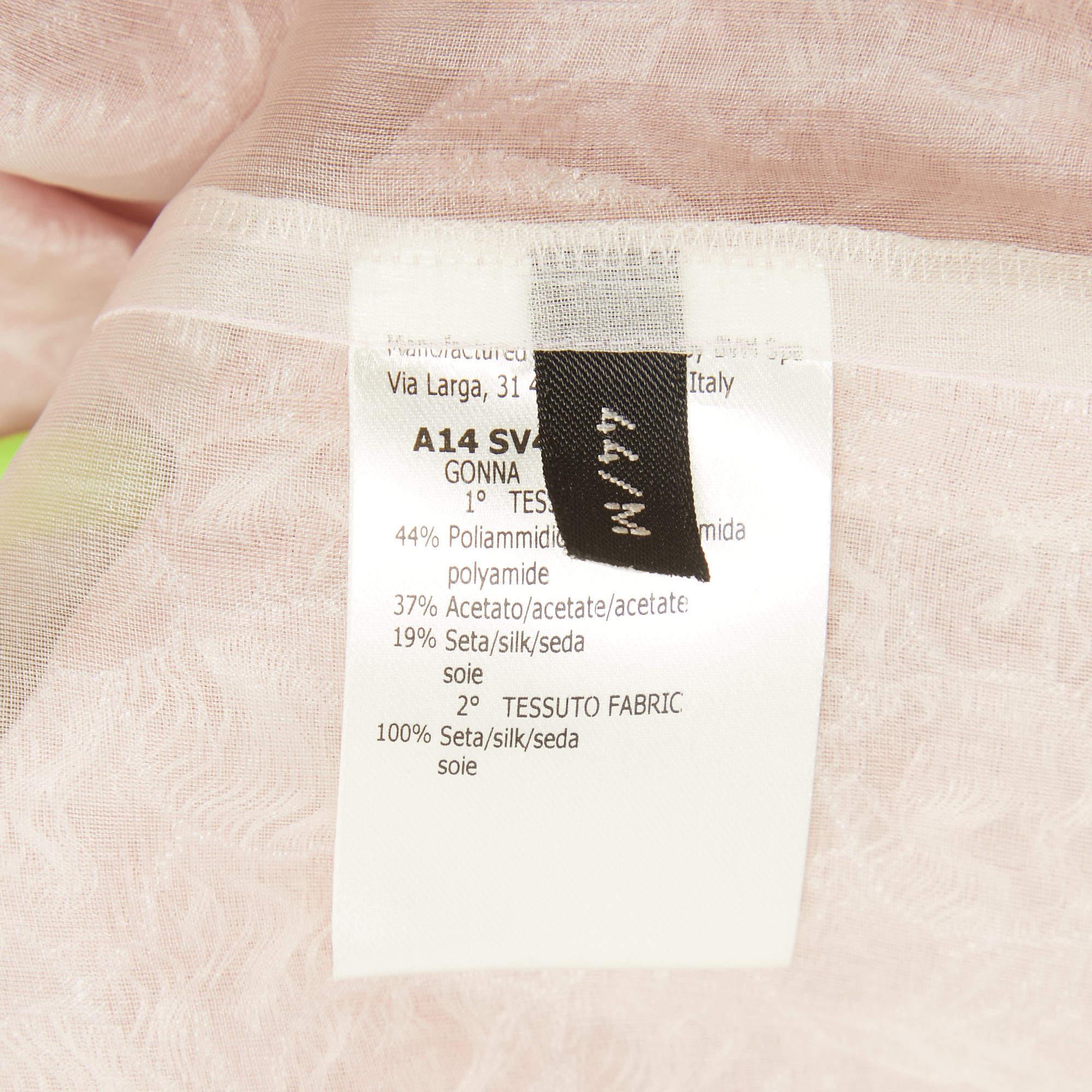 Women's Giambattista Valli Pink Floral Jacquard Pleated Mini Skirt M For Sale