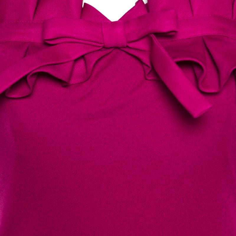 Giambattista Valli Pink Silk Jersey Ruffled Bodice Strapless Gown M 2