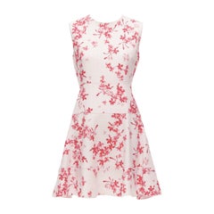 GIAMBATTISTA VALLI red cotton floral blossom jacquard fit flare dress IT42 M