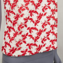 GIAMBATTISTA VALLI red cream lace cotton blend wide strap tank top IT38 XS