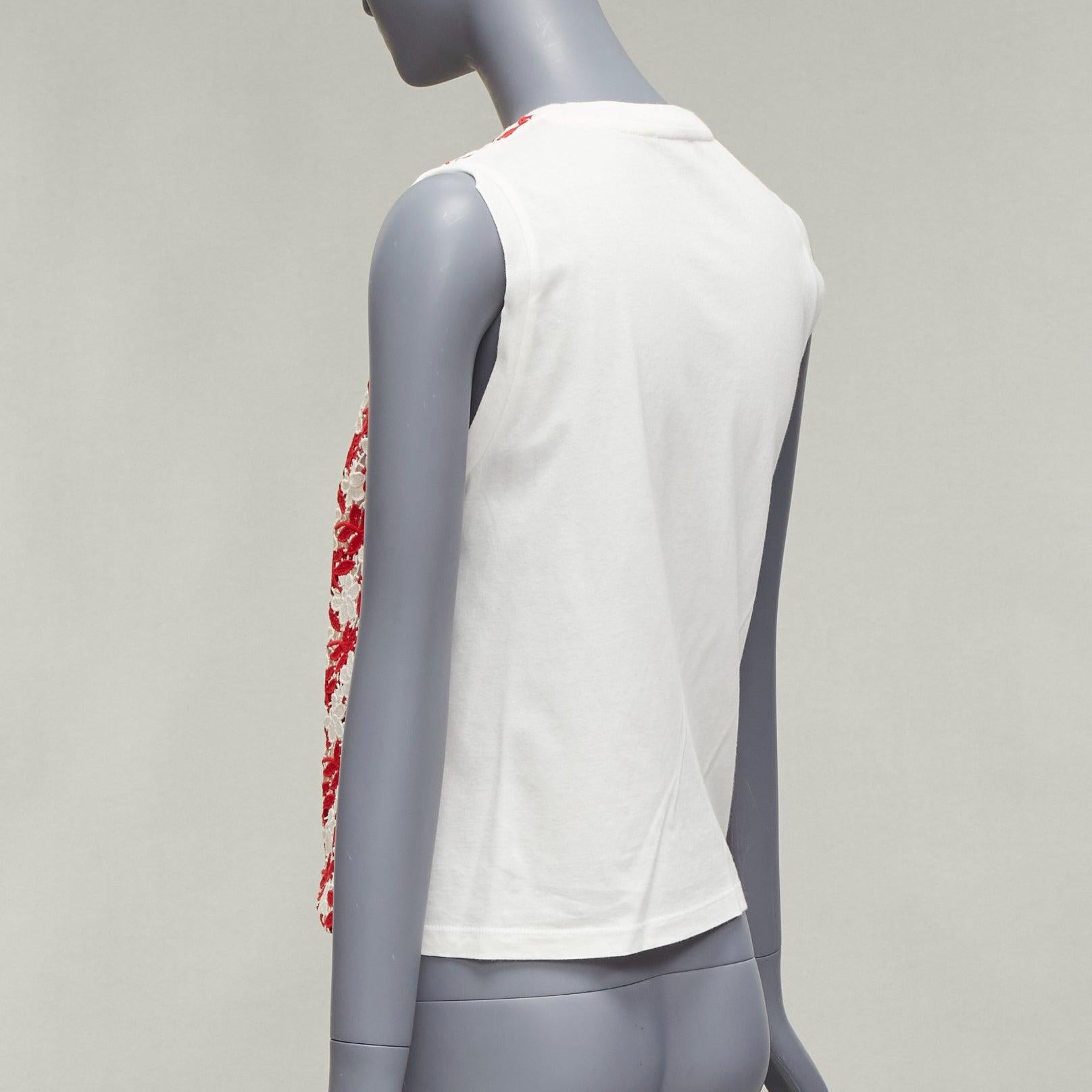GIAMBATTISTA VALLI red cream lace cotton blend wide strap tank top IT38 XS For Sale 1