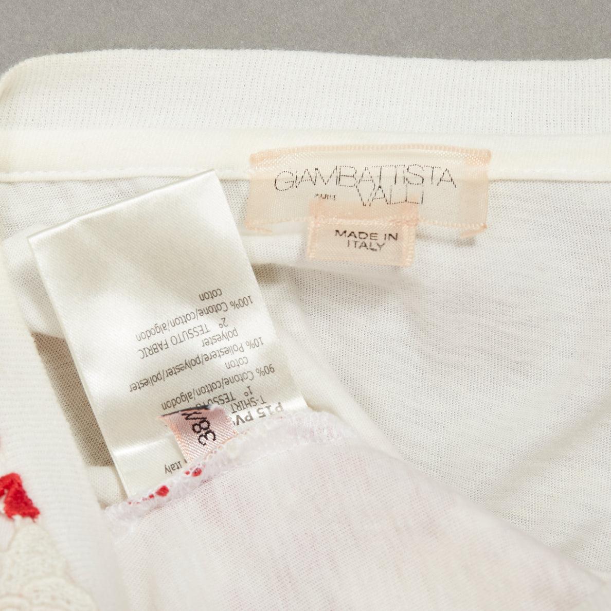 GIAMBATTISTA VALLI red cream lace cotton blend wide strap tank top IT38 XS For Sale 3