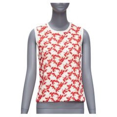 GIAMBATTISTA VALLI red cream lace cotton blend wide strap tank top IT38 XS