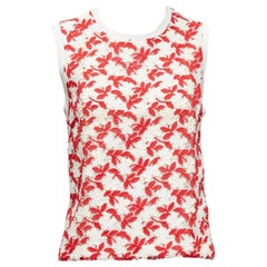 GIAMBATTISTA VALLI red cream lace cotton blend wide strap tank top IT38 XS