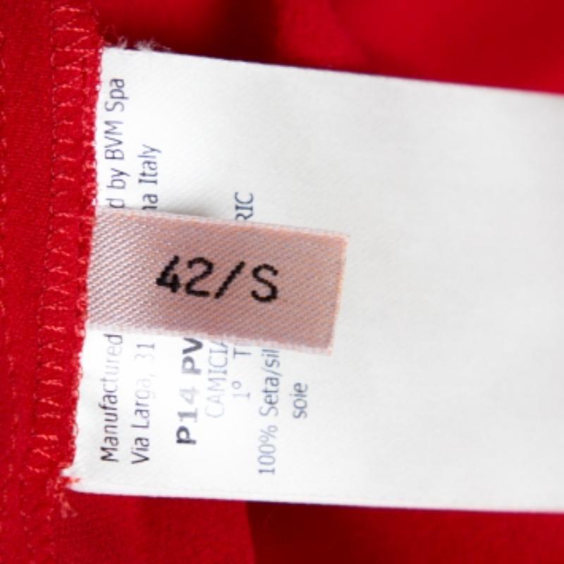 Giambattista Valli haut cape à volants en crêpe rouge M en vente 1