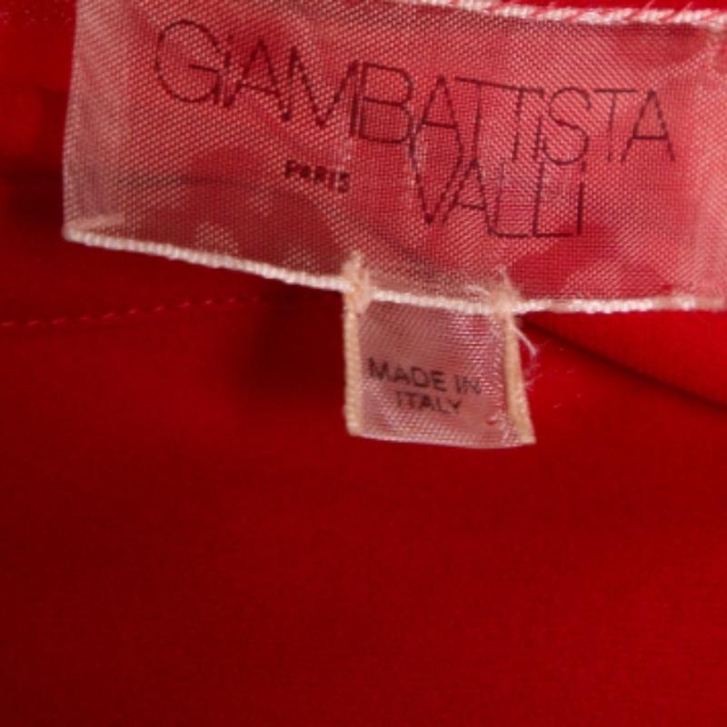 Giambattista Valli haut cape à volants en crêpe rouge M en vente 2
