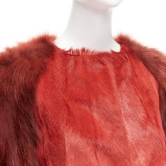 GIAMBATTISTA VALLI red genuine fur patchwork contrast raglan sleeve long coat