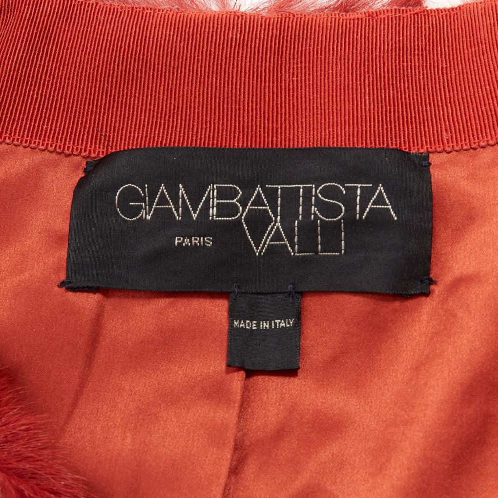 GIAMBATTISTA VALLI red genuine fur patchwork contrast raglan sleeve long coat For Sale 4