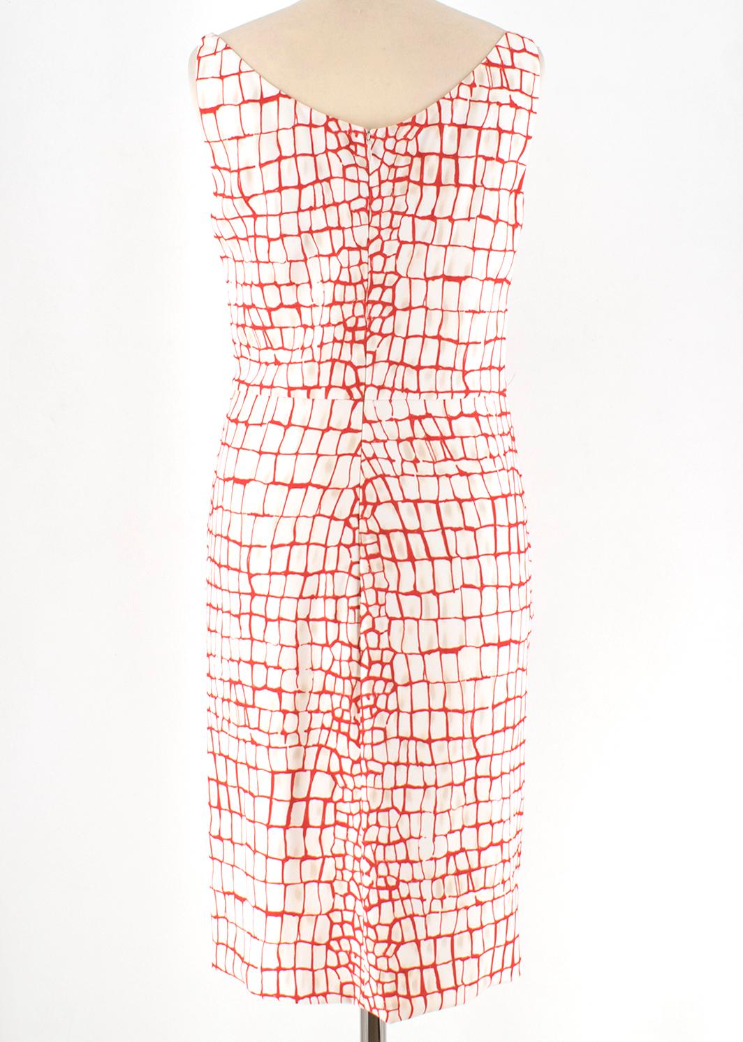 Giambattista Valli Red & White Draped Sheer Panel Sleeveless Dress It 44 In Good Condition In London, GB