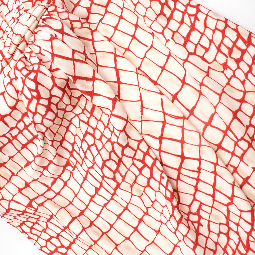Giambattista Valli Red & White Draped Sheer Panel Sleeveless Dress It 44 4