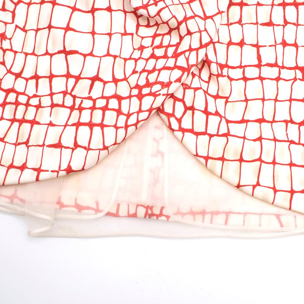 Giambattista Valli Red & White Draped Sheer Panel Sleeveless Dress It 44 5