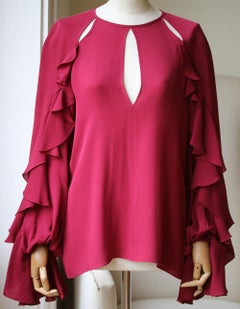 Giambattista Valli Ruffled Cutout Silk Crepe-de-Chine Top