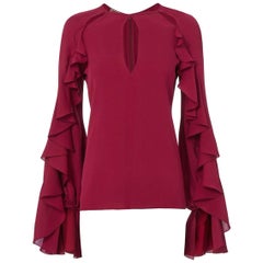 Giambattista Valli Ruffled Cutout Silk Crepe-de-Chine Top