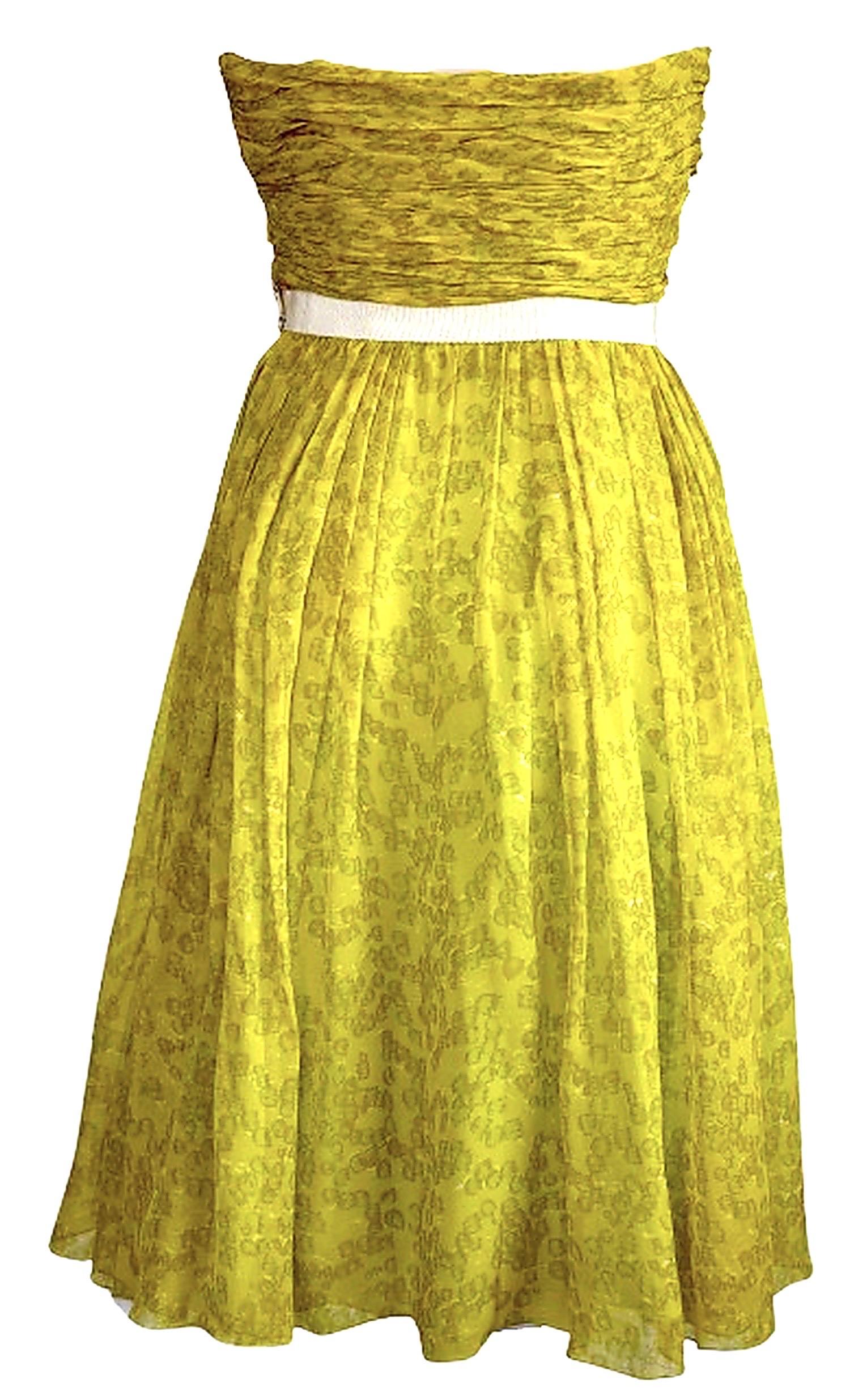 Giambattista Valli S/S 2012 Robe corset en mousseline de soie florale jaune Bon état - En vente à Woodland Hills, CA