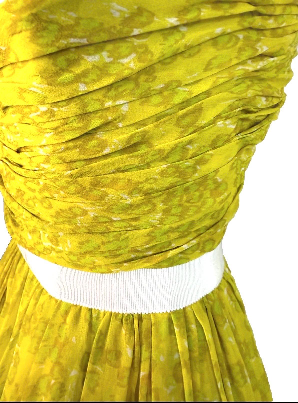 Giambattista Valli S/S 2012 Robe corset en mousseline de soie florale jaune Pour femmes en vente