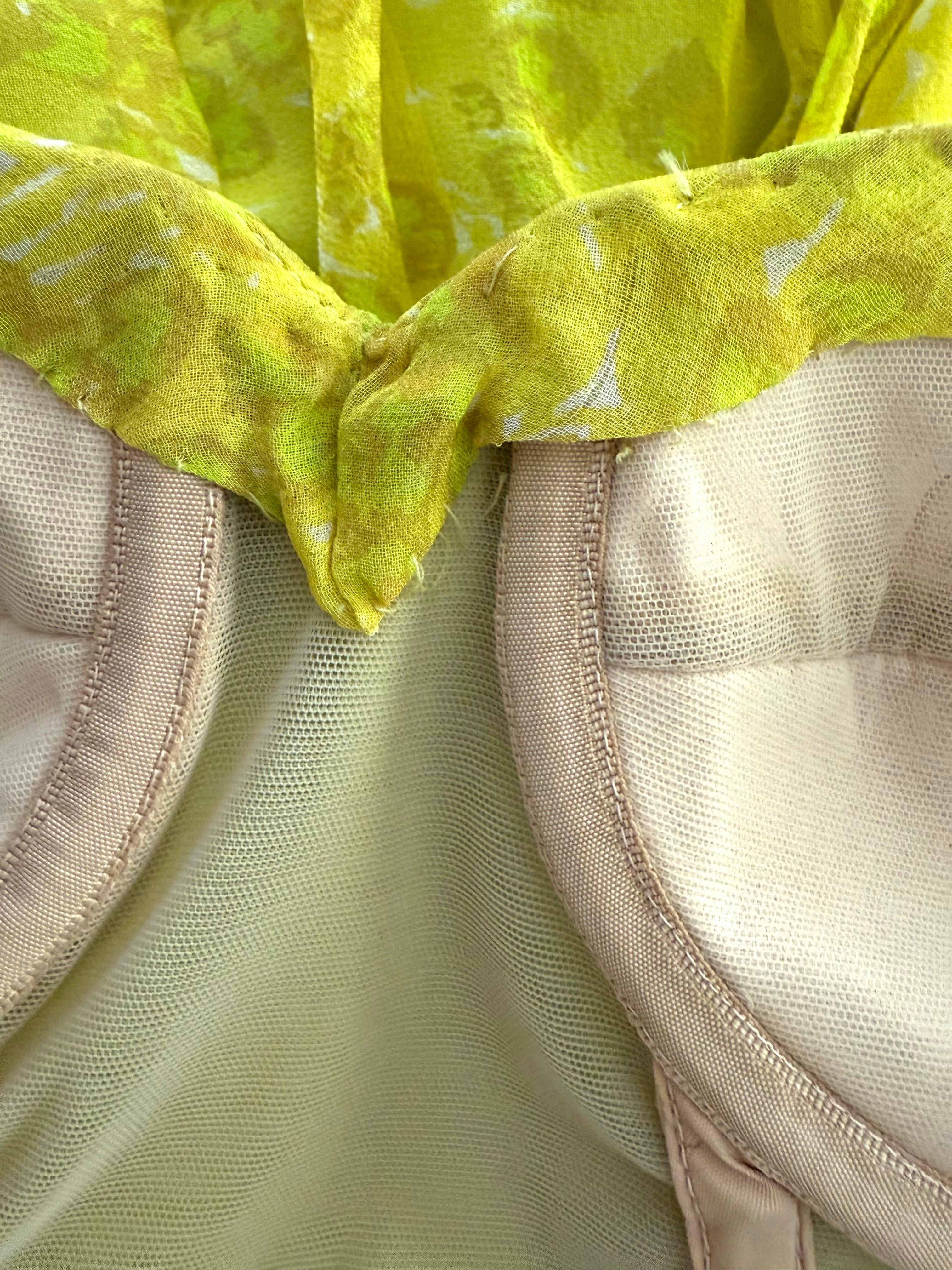 Giambattista Valli S/S 2012 Robe corset en mousseline de soie florale jaune en vente 3