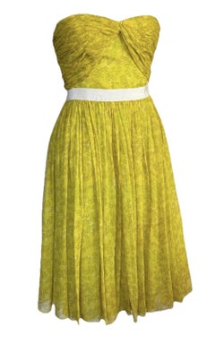 Giambattista Valli S/S 2012 Robe corset en mousseline de soie florale jaune