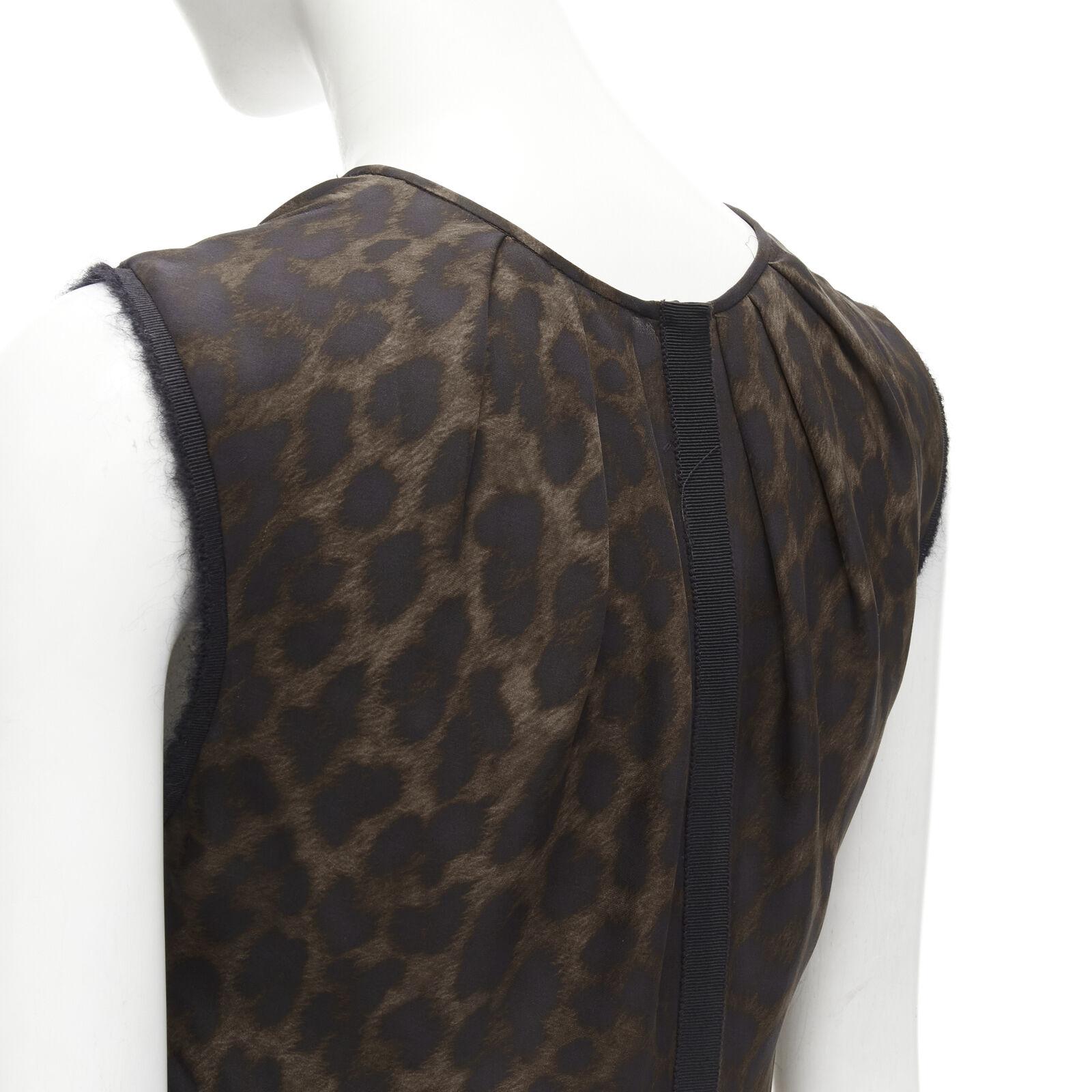 GIAMBATTISTA VALLI silk brown black ombre leopard gathered neck vest IT38 XS For Sale 2