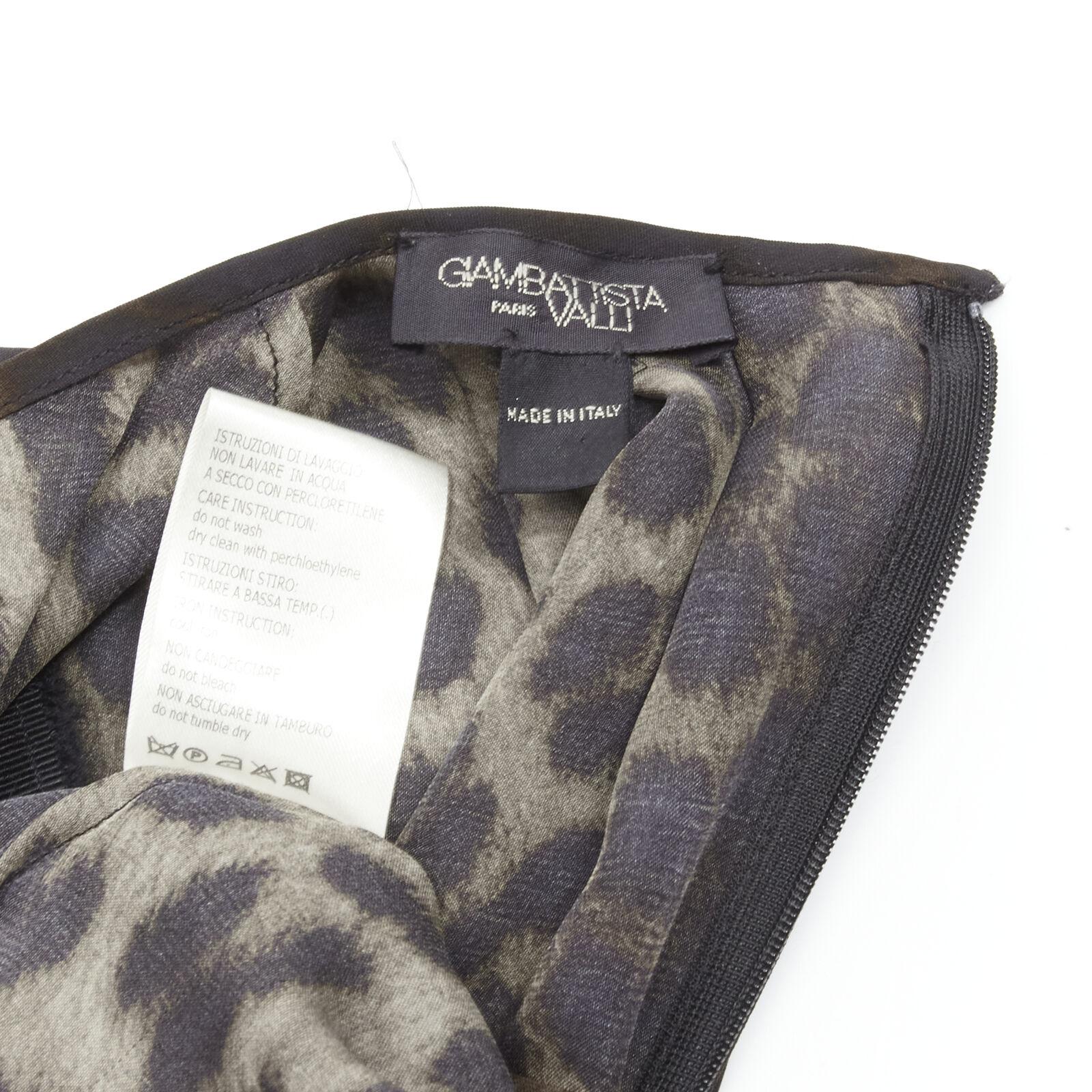 GIAMBATTISTA VALLI silk brown black ombre leopard gathered neck vest IT38 XS For Sale 3