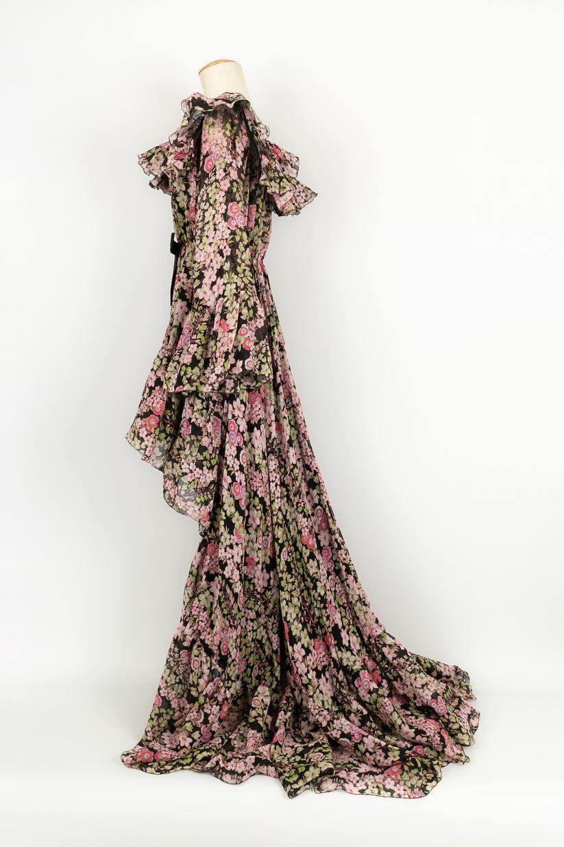 Marron Robe en soie Giambattista Valli, nuances de rose en vente
