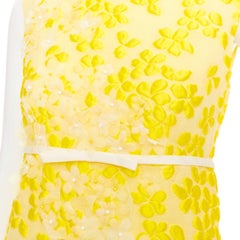 GIAMBATTISTA VALLI silk floral cloque white bead petal mini bow dress IT42 M