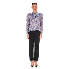 Giambattista Valli Silk Tie-Neck Floral Top