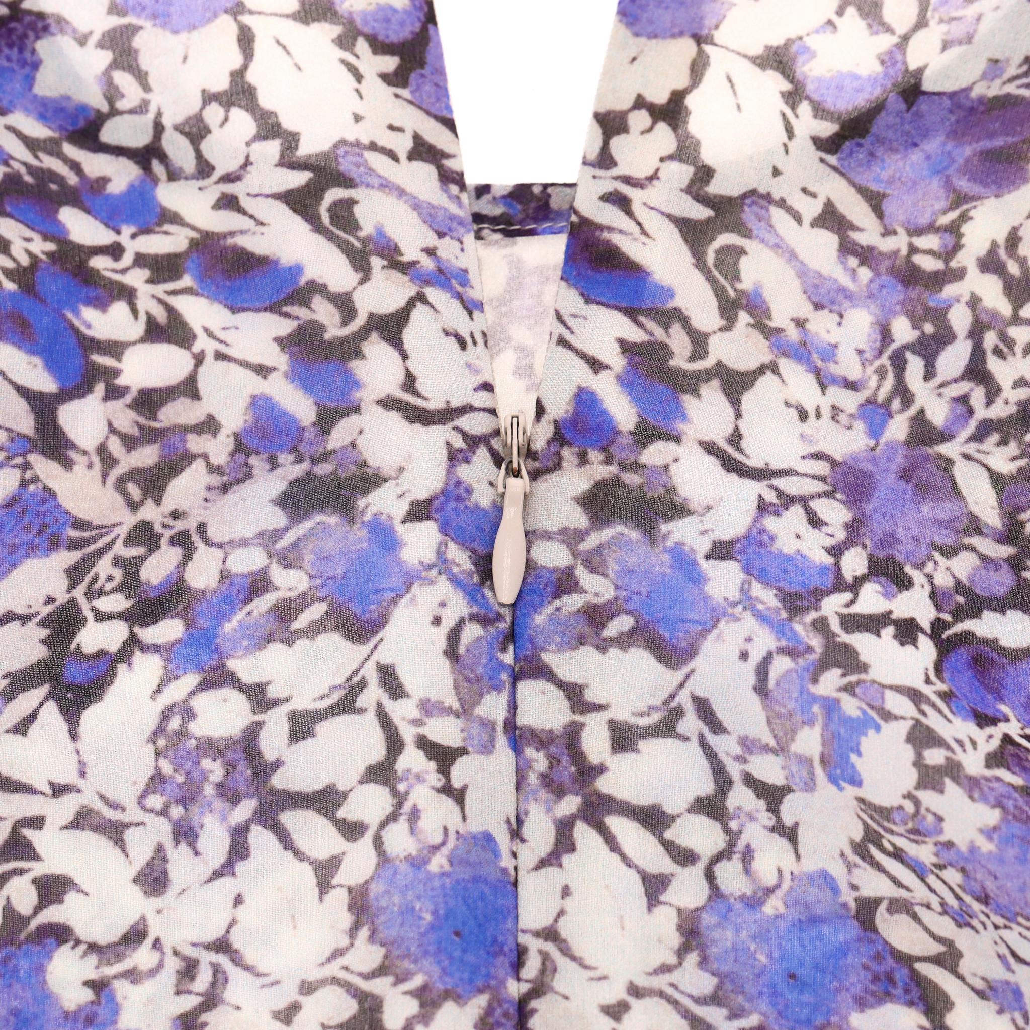 Women's Giambattista Valli Silk Tie-Neck Floral Top For Sale