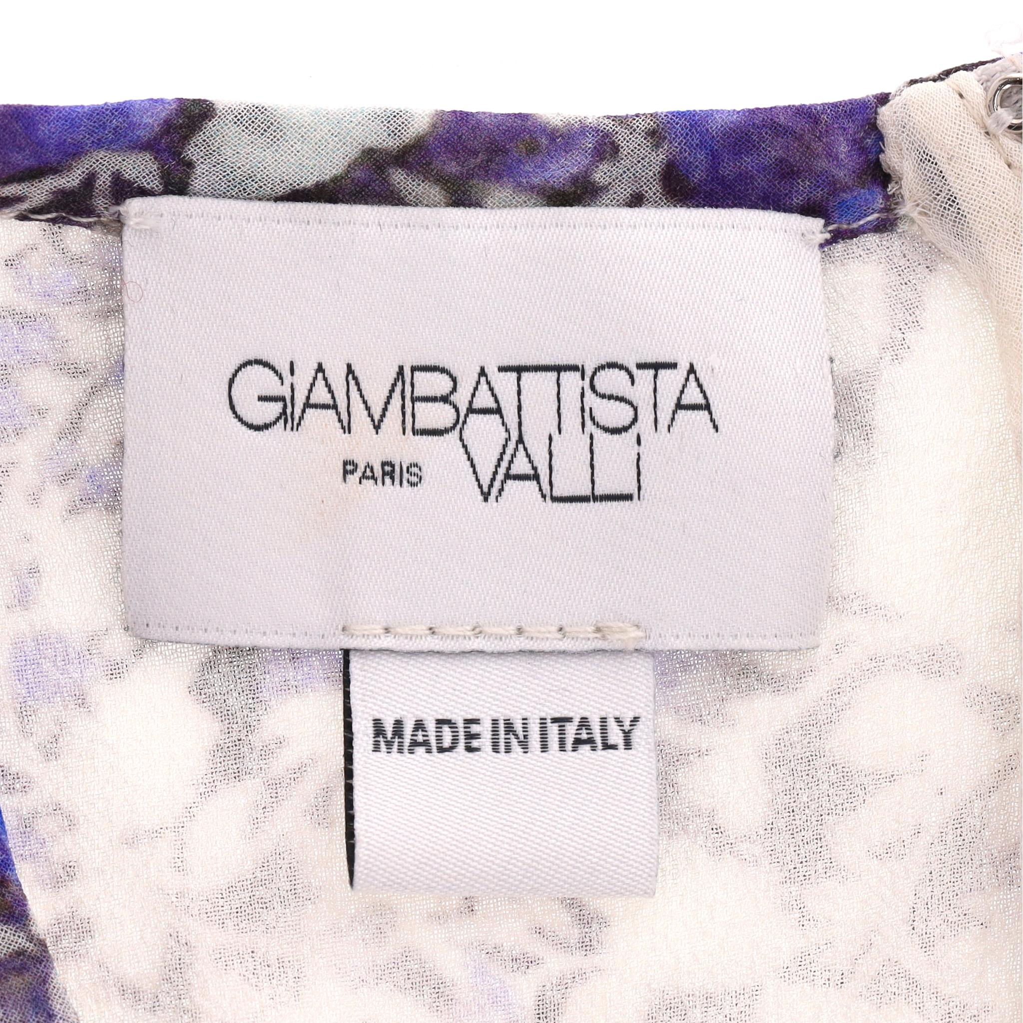 Giambattista Valli Silk Tie-Neck Floral Top For Sale 2
