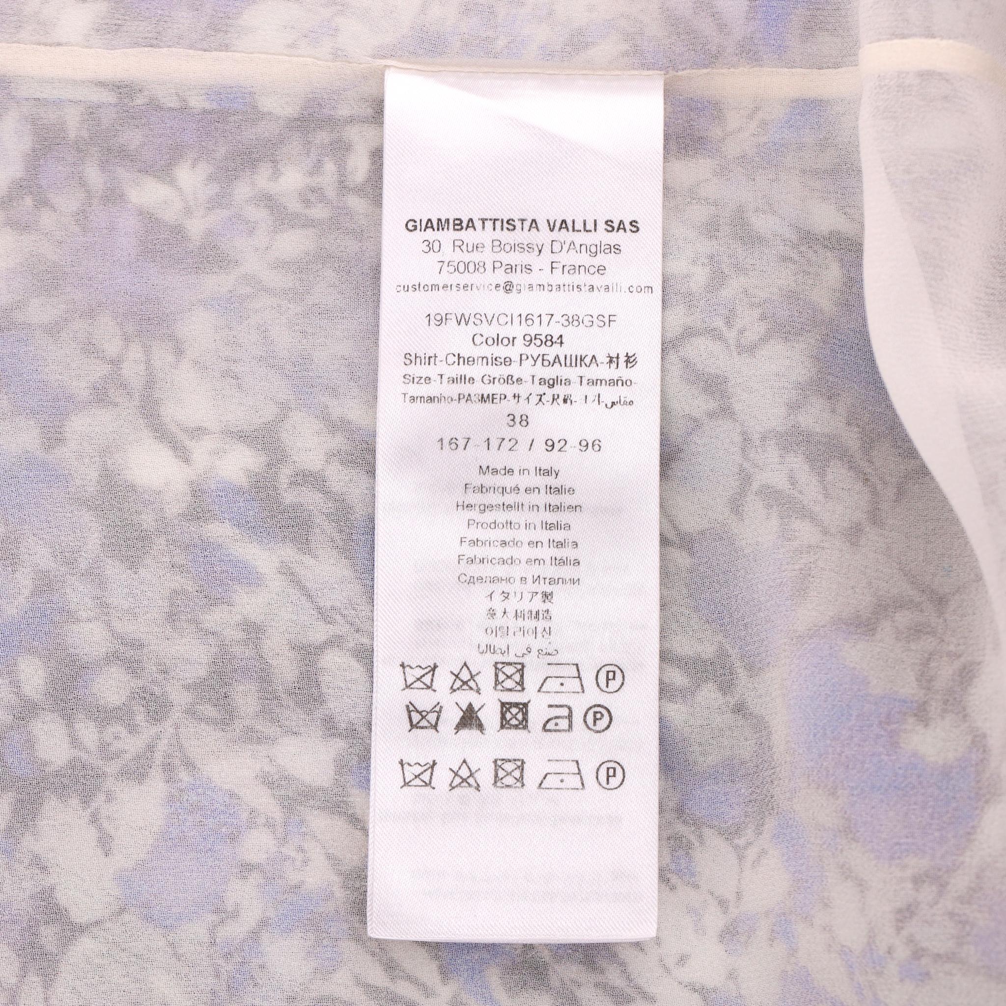 Giambattista Valli Silk Tie-Neck Floral Top For Sale 4