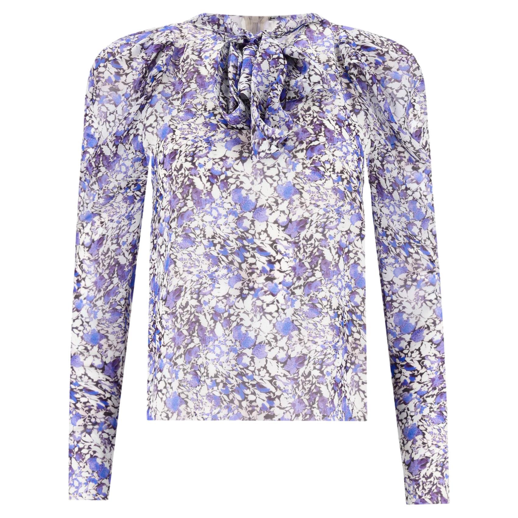 Giambattista Valli Silk Tie-Neck Floral Top For Sale
