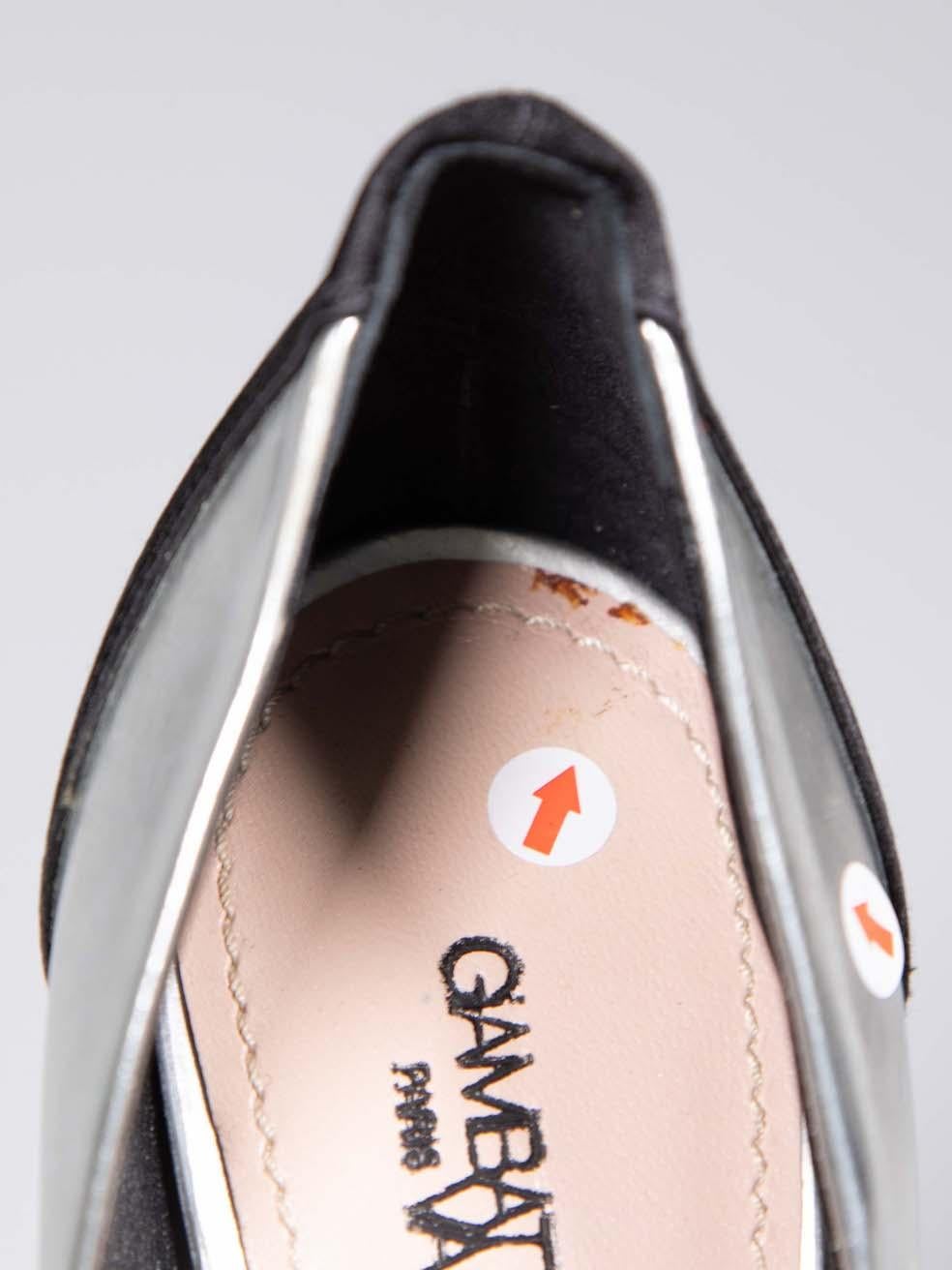 Giambattista Valli Silver & Black Leather Pumps Size IT 38 For Sale 3
