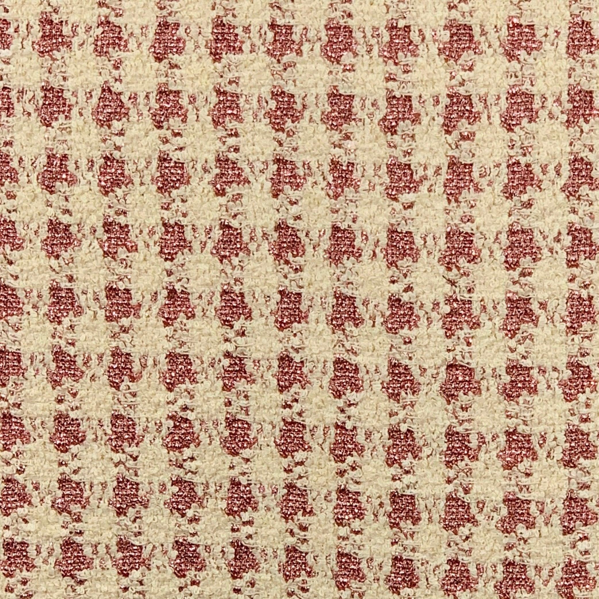 GIAMBATTISTA VALLI dress
in a cream and pink cotton blend boucle featuring a houndstooth pattern, A-line skirt, gold tone monogram button details, and invisible back zipper closure. Made in Italy.New with Tags. 

Marked:   IT 40 

Measurements: 
