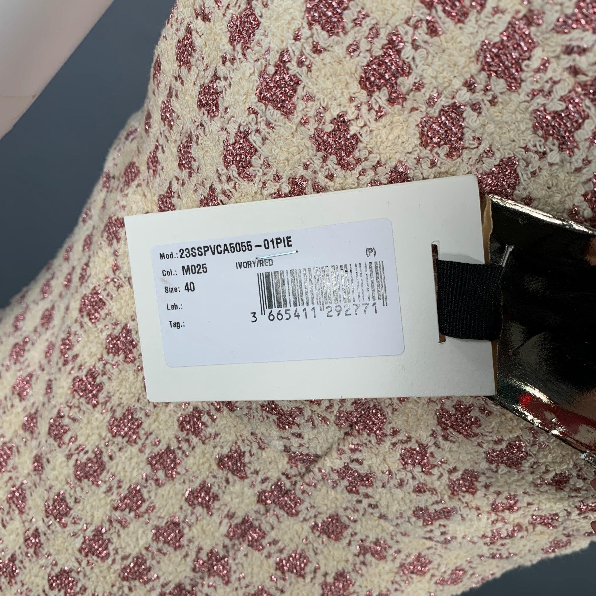 GIAMBATTISTA VALLI Size 4 Cream Pink Cotton Blend Houndstooth A-Line Dress For Sale 1