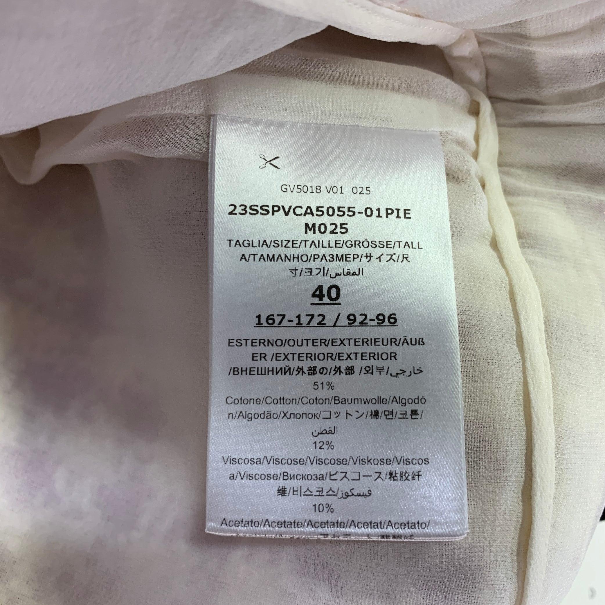 GIAMBATTISTA VALLI Size 4 Cream Pink Cotton Blend Houndstooth A-Line Dress For Sale 3