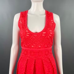 GIAMBATTISTA VALLI Size 4 Fuchsia Pink Cotton Eyelet Pleated Long Dress
