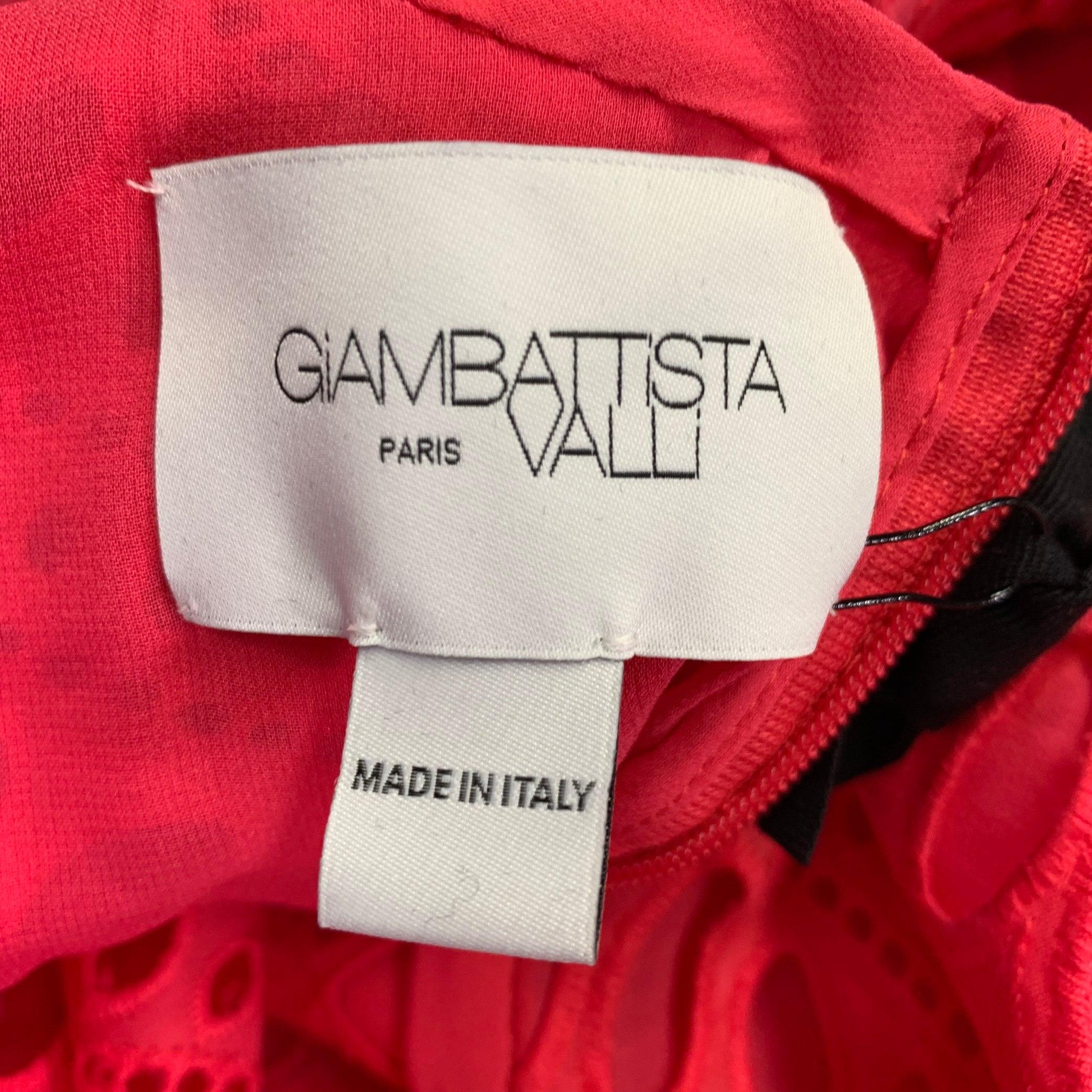 GIAMBATTISTA VALLI Size 4 Fuchsia Pink Cotton Eyelet Pleated Long Dress For Sale 1