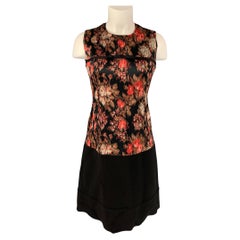 GIAMBATTISTA VALLI Size 6 Black & Coral Jacquard Polyester Blend Dress