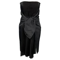 GIAMBATTISTA VALLI Größe 6 Schwarzes plissiertes Cocktailkleid aus Baumwolle / Seide