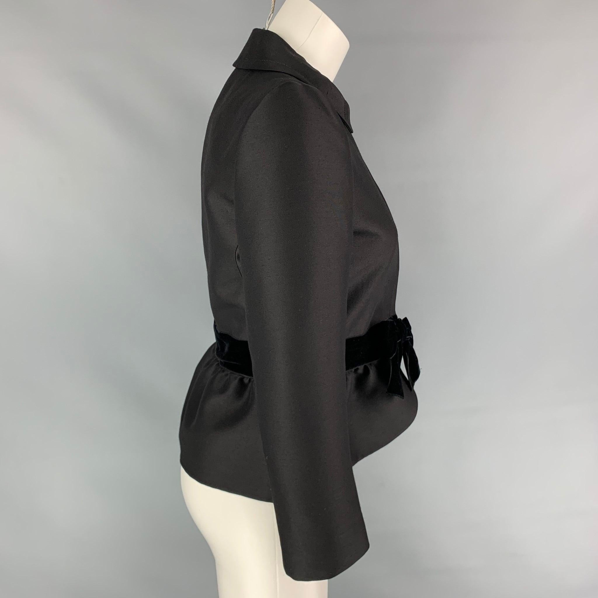 GIAMBATTISTA VALLI Size 6 Black Wool / Silk Bow Jacket In Good Condition For Sale In San Francisco, CA