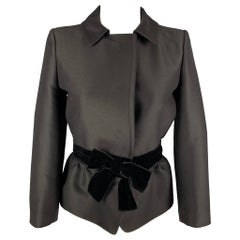 GIAMBATTISTA VALLI Chaqueta con lazo de lana / seda negra talla 6