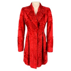 GIAMBATTISTA VALLI Taille 6 Manteau en mouton texturé rouge à boutons-pression