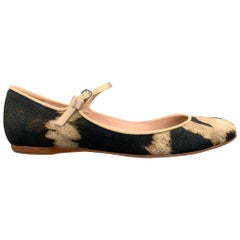 GIAMBATTISTA VALLI Taille 7.5 Beige & Marron imprimé léopard Maryjane Flats