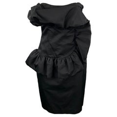 GIAMBATTISTA VALLI Schwarzes gerafftes trägerloses Cocktailkleid aus Baumwolle / Seide, Größe 8